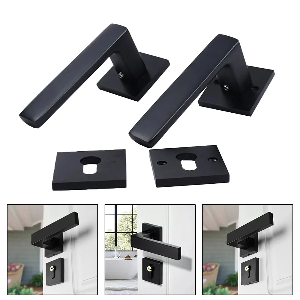 For Bedroom Interior Door Handle Lock Black Door Lock Reliable Security Versatile Application For Living Room Doors