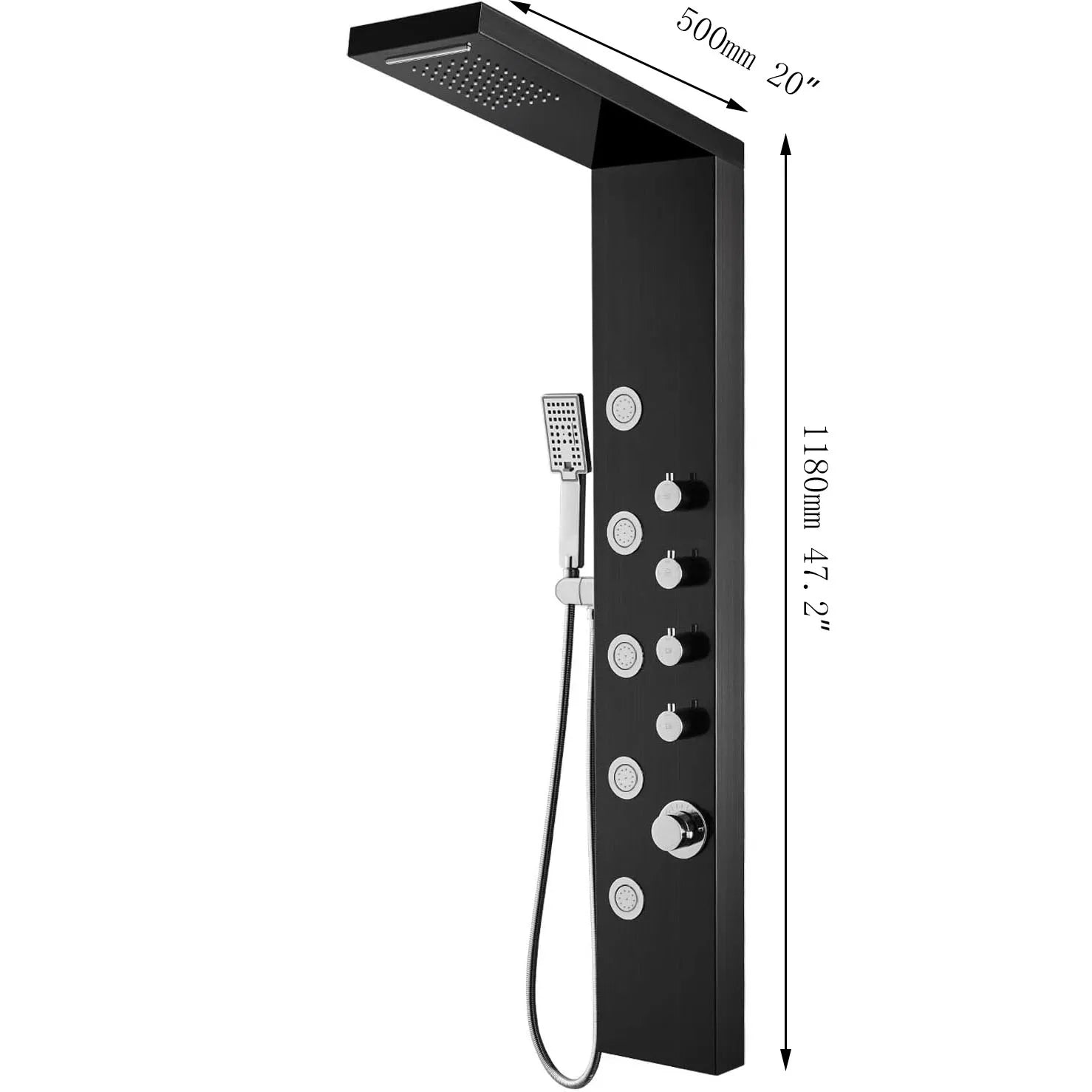 ZAPPO Shower Panel with Rainfall Waterfall Shower Head 5 Body Jets and 3-Function Handheld Rain Massage System Shower Column Tap