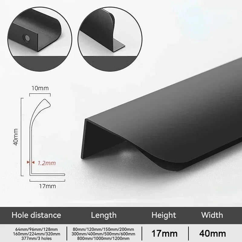Simple Hidden Cabinet Handles  Kitchen Cupboard Door Pulls Elegance Long Handles Aluminum Alloy  Furniture Handle Hardware