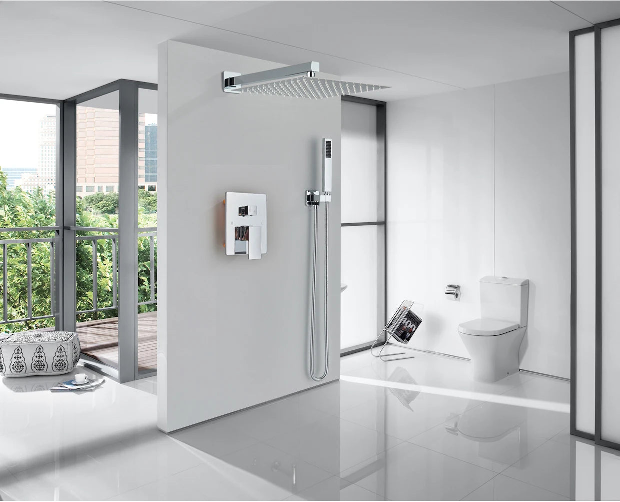 Bathroom Faucet Chrome Rain Shower Head Shower Faucet Wall Mounted Bathtub Bath Mixer Tap Beauty Bathroom Set Shower System
