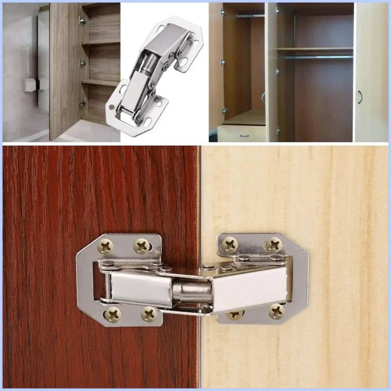 10/2PCS 90 Degree Steel Cabinet Hinges No-Drilling HoleHydraulic Buffer Hinge Kitchen Cabinet Cupboard Hinges Furniture Hardware