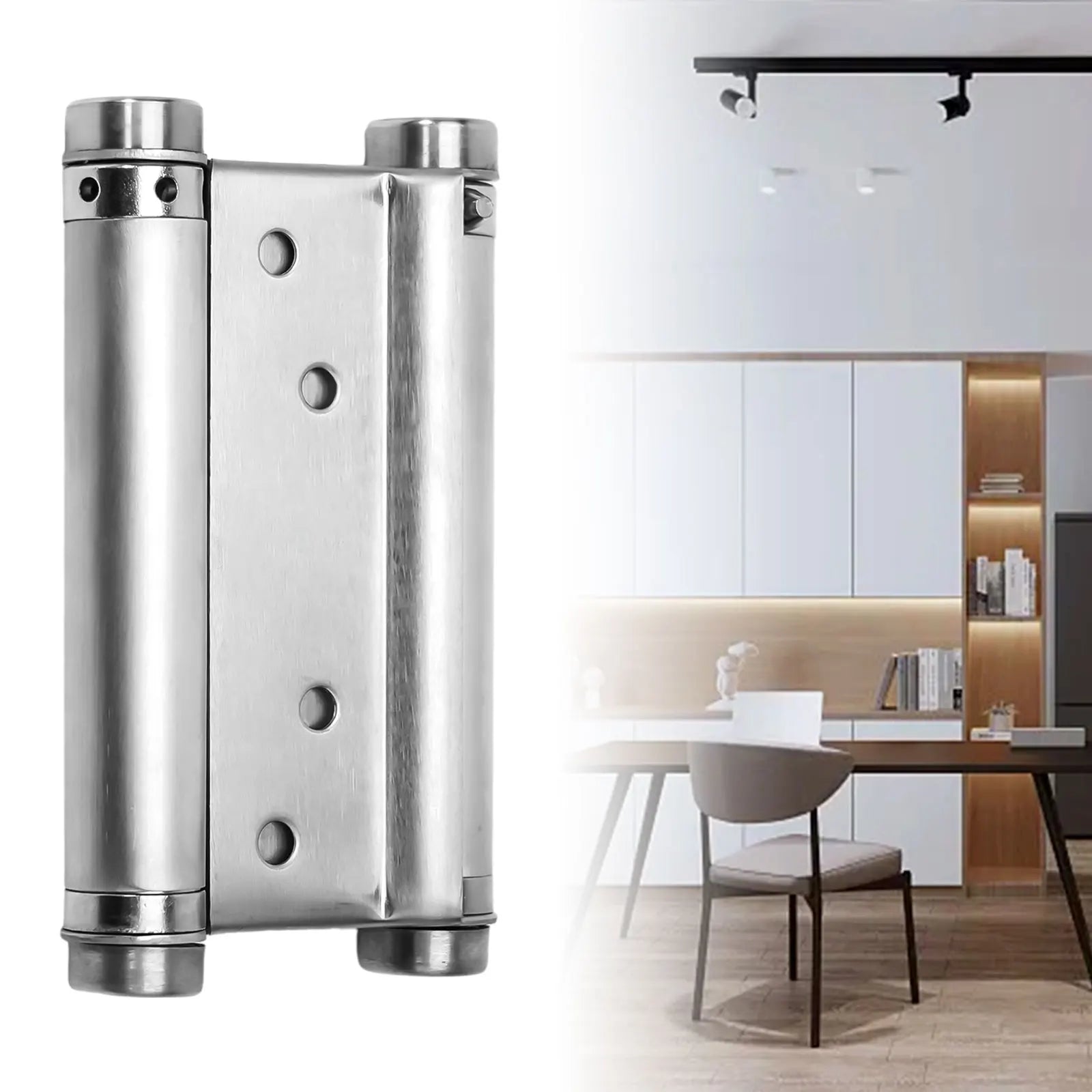 Double Spring Hinge Two-Way Free Door Hinge Stainless Steel  Automatic Door Closing Garage Door Hinges Fence Dedicated Hardware