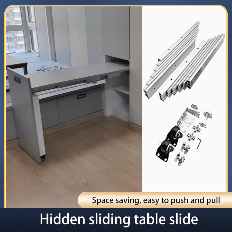 Hidden Drawer-type Dining Table Slide Rails Can Be Pulled Flat And Pushed To Link Lifting Table Rail Hardware