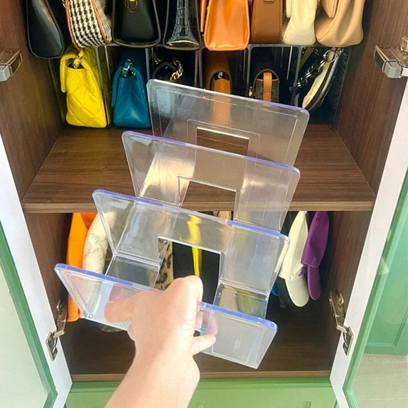 Handbag Storage Organizer Rack Wardrobe Divider Shelf Bag Storage Rack Transparent Purse Handbag Divider Shelf Bags Display Rack