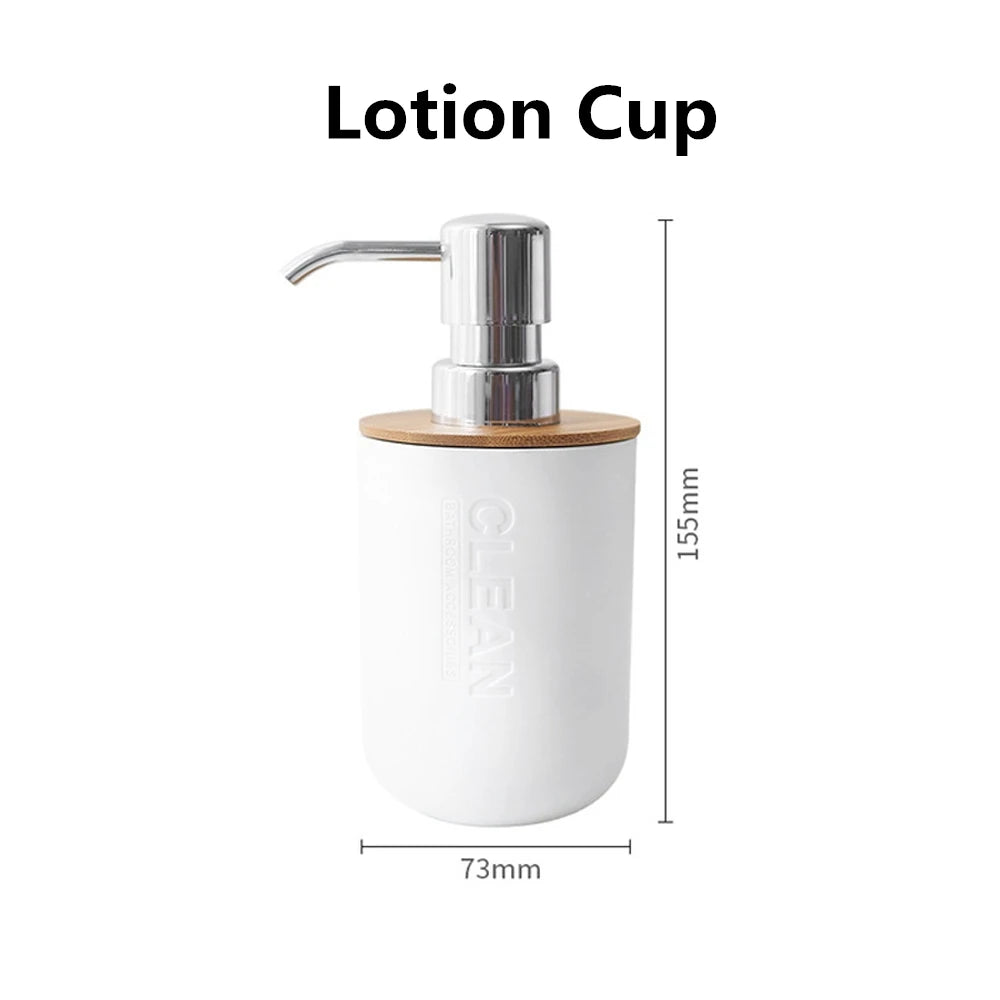 Bamboo Bathroom Accessories Toilet Brush Toothbrush Holder Gargle Cup Soap Holder Lotion Dispenser Bathroom Essential Accessory