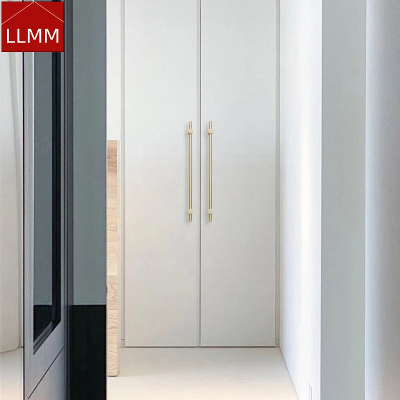 Furniture Long Handles Pure Solid Brass Handle Modern Simple Golden Light Luxury Integral Wardrobe Bathroom Cabinet Long Handle