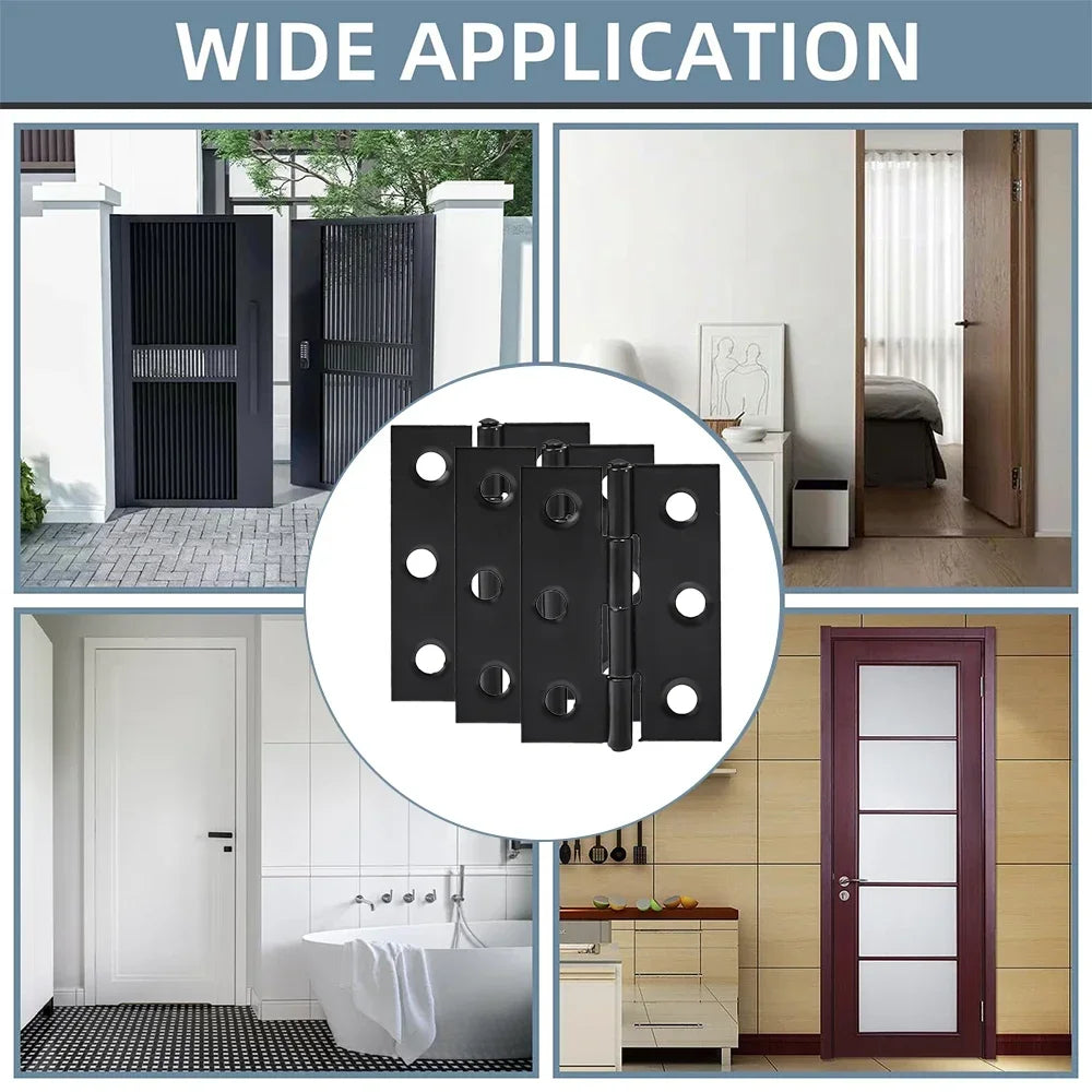 2 Inch Stainless Steel Folding Door Hinges with Screws Cabinet Doors Windows Wooden Box Flat Hinge Home Furniture Hardware