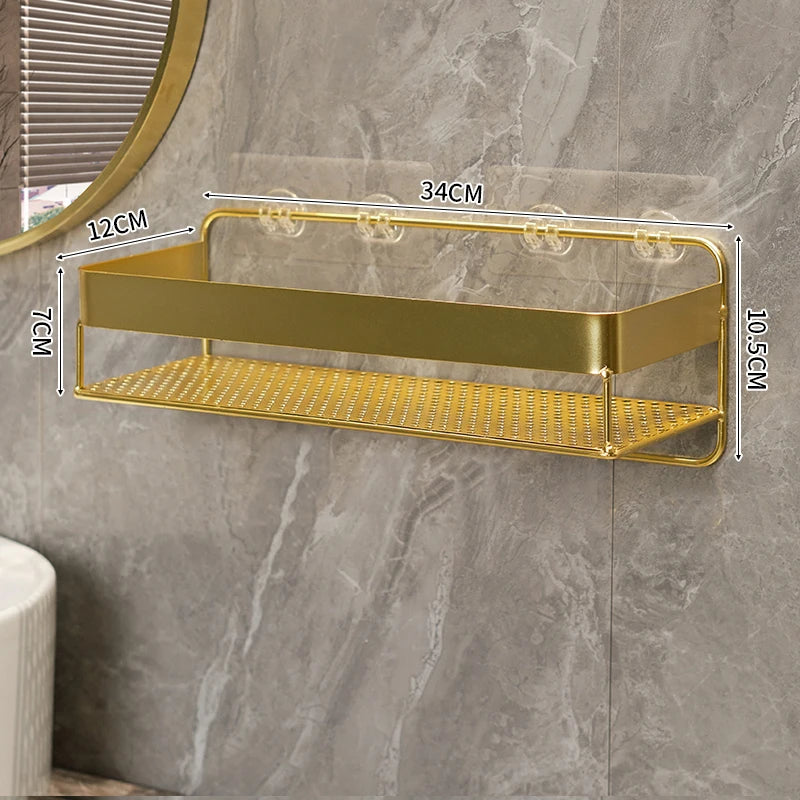 Gold storage rack bathroom wall mounted storage rack bathroom shampoo shower gel cosmetics storage rack bathroom accessories