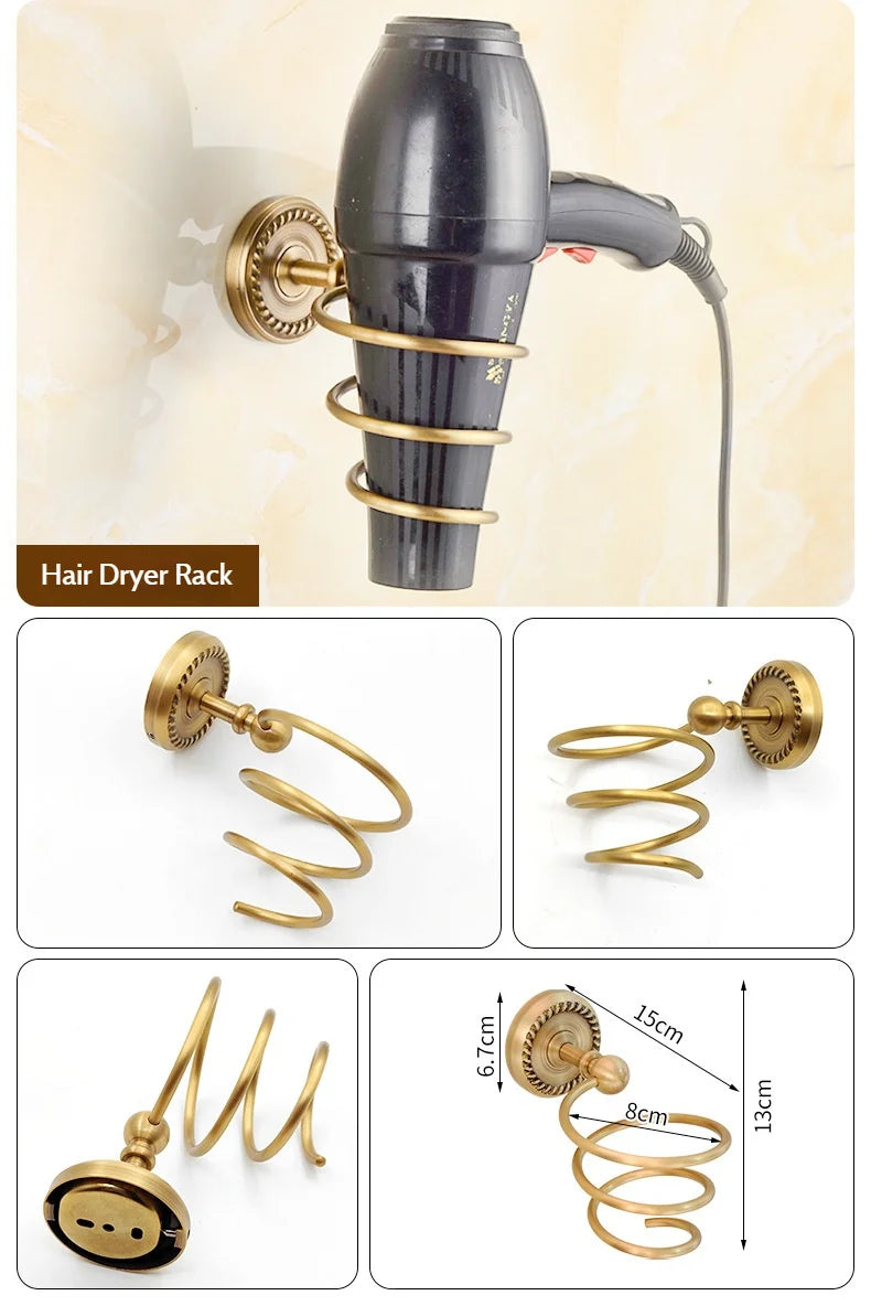 Antique Brushed Brass Bathroom Accessories Sets Towel Shelf Toilet Paper Holder Soap Holder Towel Rack Bathroom Hardware Sets