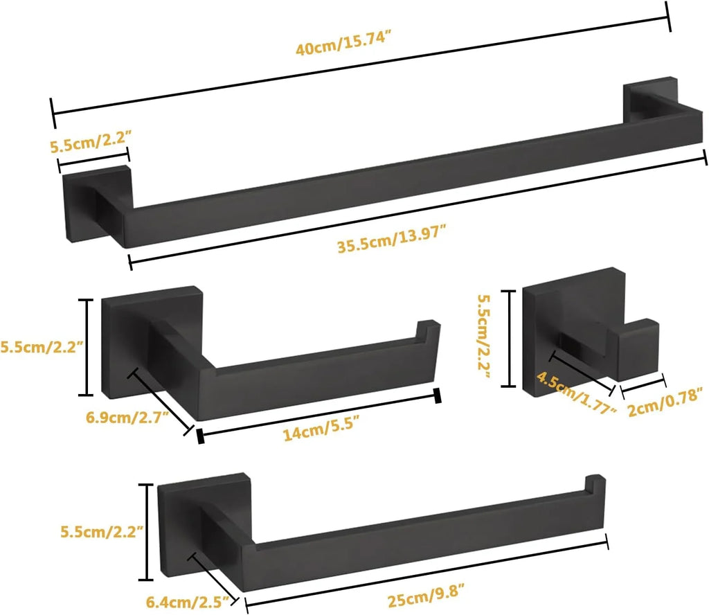 Bathroom Hardware Set Bathroom Accessories Black Robe Hook Towel Rail Bar Rack Bar Shelf Tissue Paper Holder Toothbrush Holder