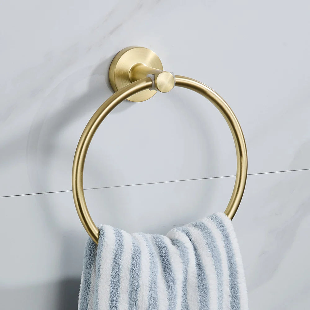 Brushed Gold Bathroom Accessories Set Toilet Brush Holder Toilet Paper Holder Towel Bar Rail Rack Hanger Hook Hardware