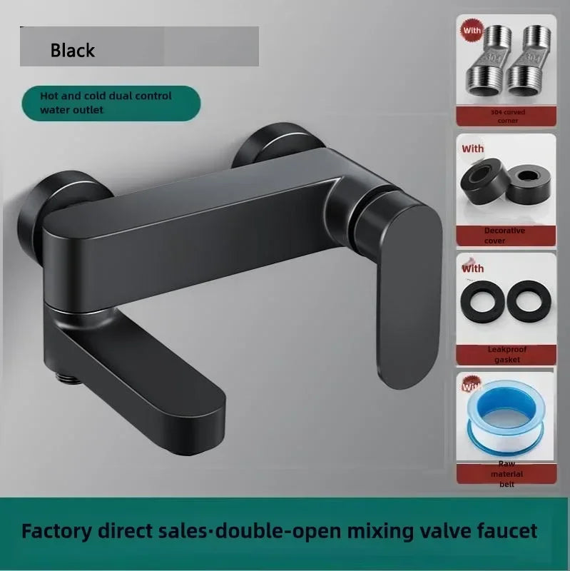 Brass Shower Bathroom Bathtub Faucet with Swivel Tub Spout Wall Mounted Hot and Cold Water Mixer Valve Household Bath Tap