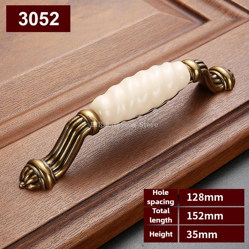 Drawer Knobs Wardrobe Door Handle European Furniture Hardware Zinc Alloy Antique Bronze Ceramic White Cabinet Handles
