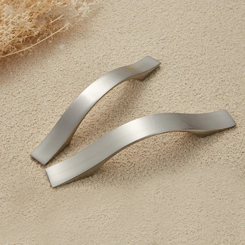 Modern Wardrobe Door Handles Aluminium Alloy Brushed Silver Kitchen Drawer Cabinet Furniture Hardware Home Improvement