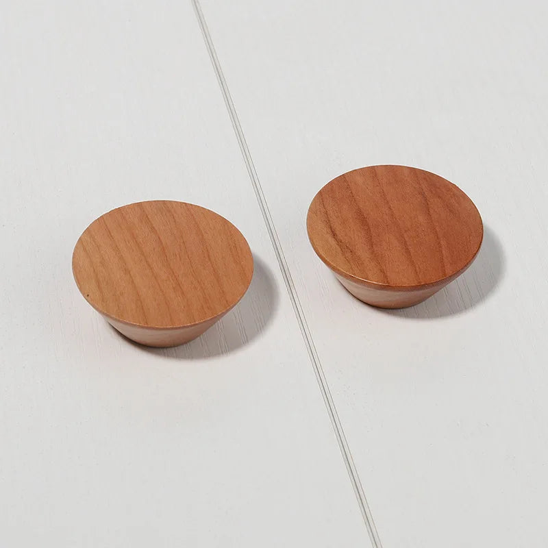 circular button handle modern cabinet handles solid wood home wardrobe drawer cabinet handle single hole wooden handle