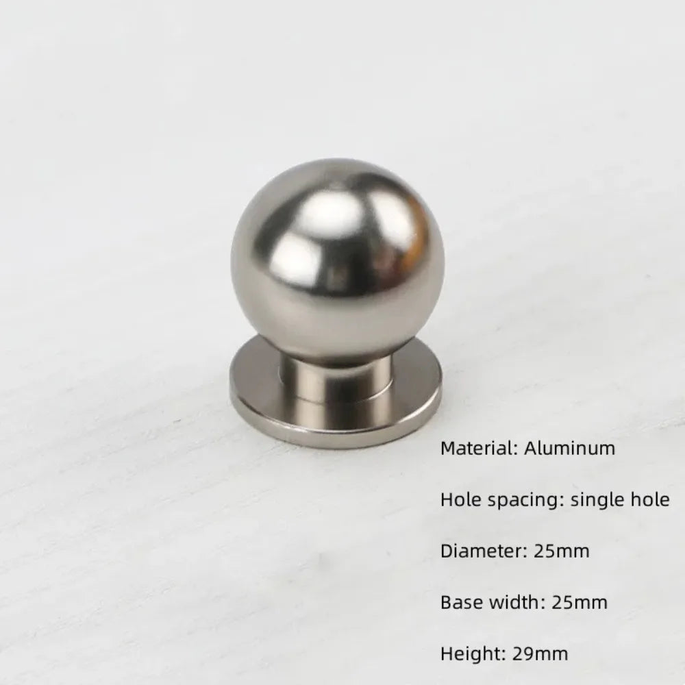 Round Knob Single Hole Furniture Handle Silver Modern Cabinet Pulls Space Aluminum Convenient Furniture Knobs Drawer