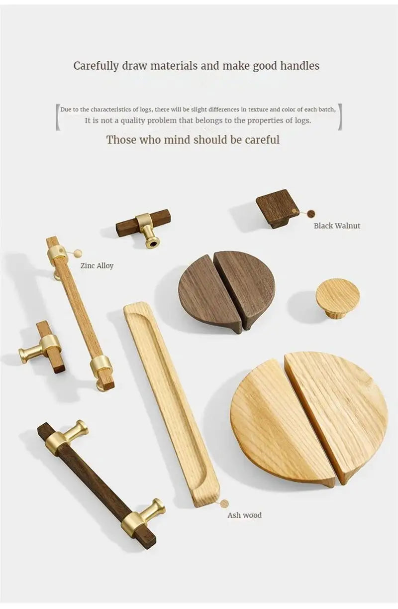 Wooden Cabinet Handles for Furniture Drawer Knobs Kitchen Cupboard Handles Wardrobe Door Knob and Handle Furniture Hardware
