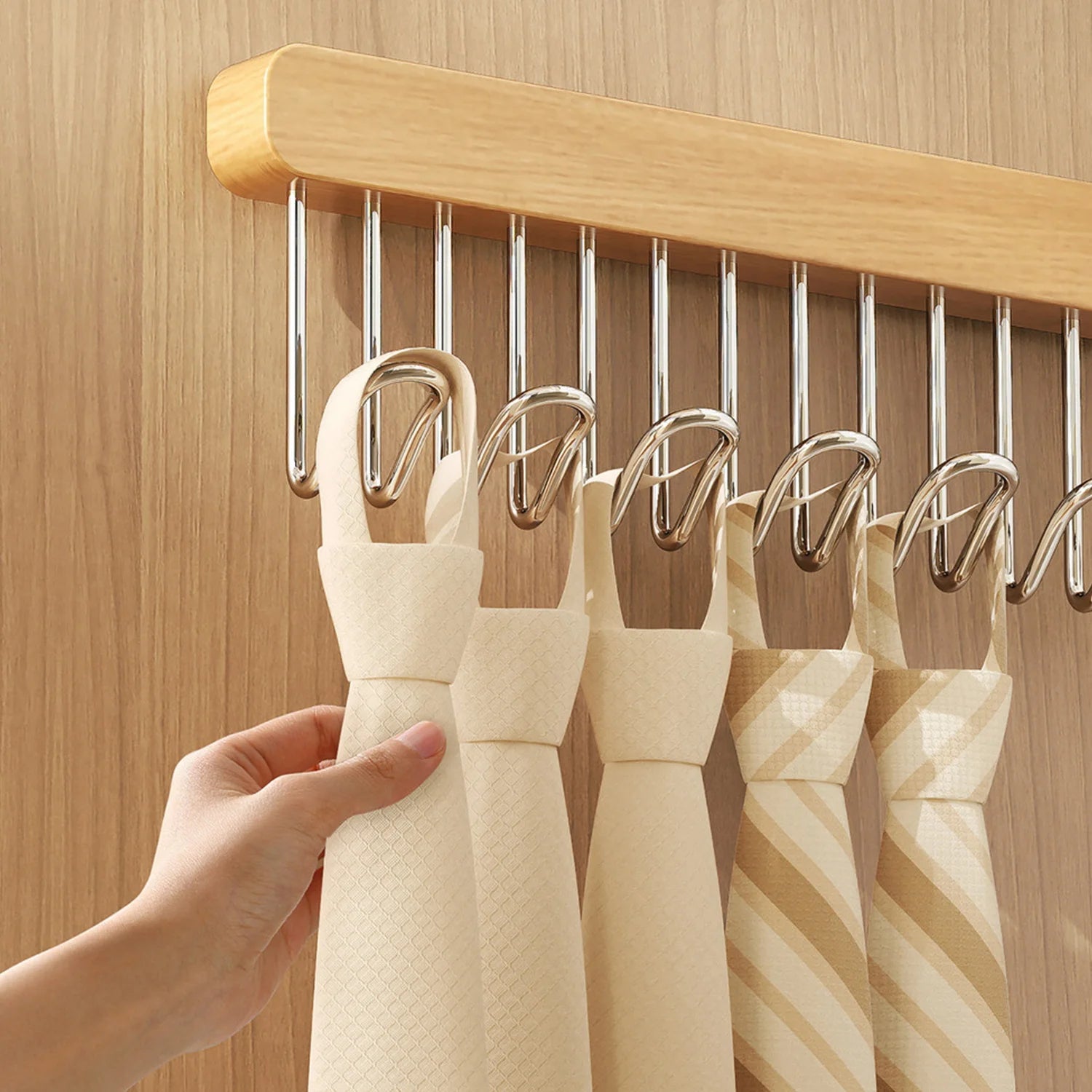 Clothes Hanger Bar for Closet Multifunctional Pull Out Hook Rack Wardrobe Sliding Rack Space Saving Closet Rod for Ties Scarves