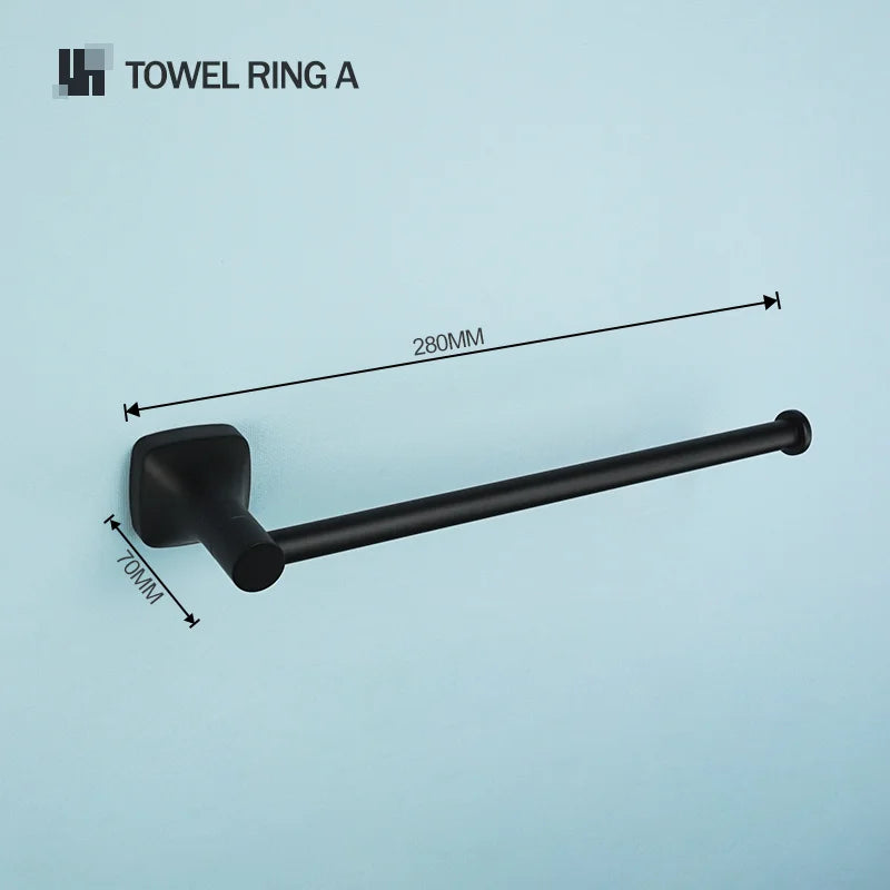 Black Bathroom Accessories Stainless Steel Wall Mounted Bath Towel Holder Robe Hook Toilet Brush Paper Towel Holder Pendant