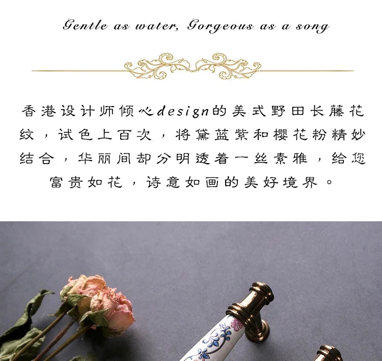 ceramic handle American retro cabinet door modern minimalist European style drawer cabinet wardrobe cabinet handle