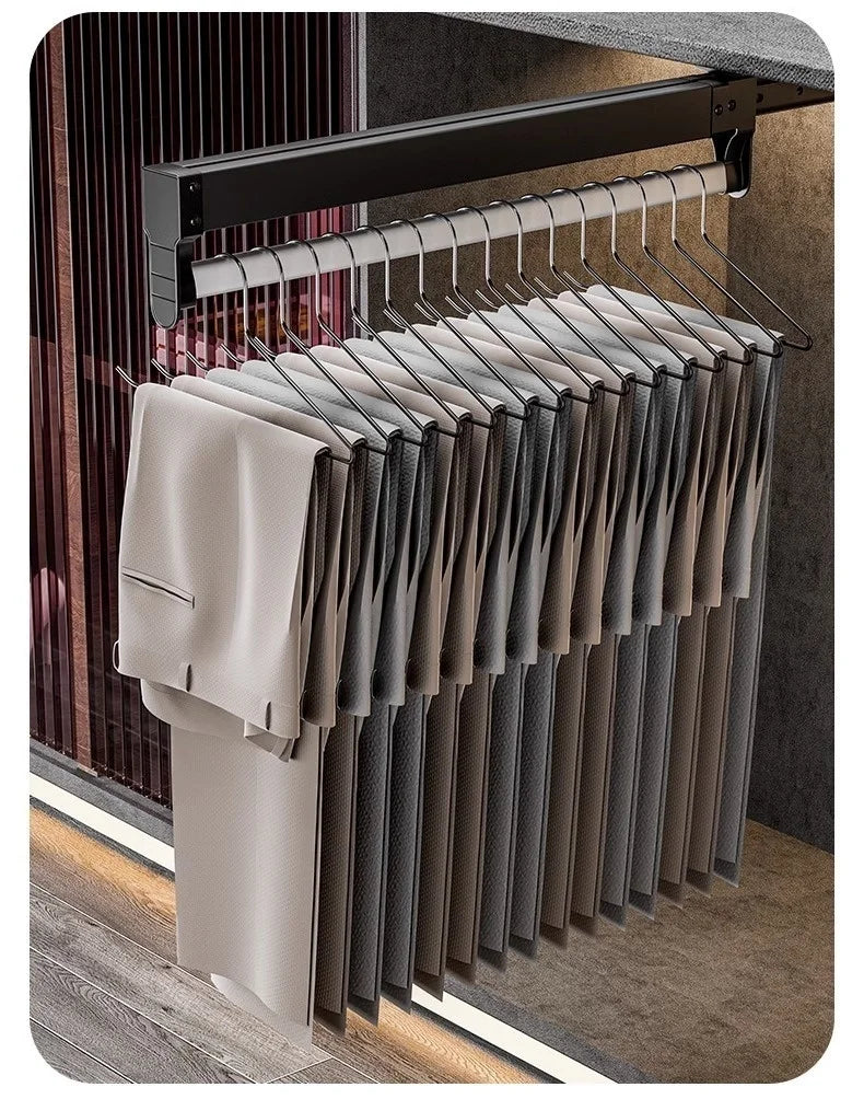 Thin cabinet topmounted telescopic wardrobe hanging rod Thin cabinet clothes hangers through wardrob Vertical Wardrobe