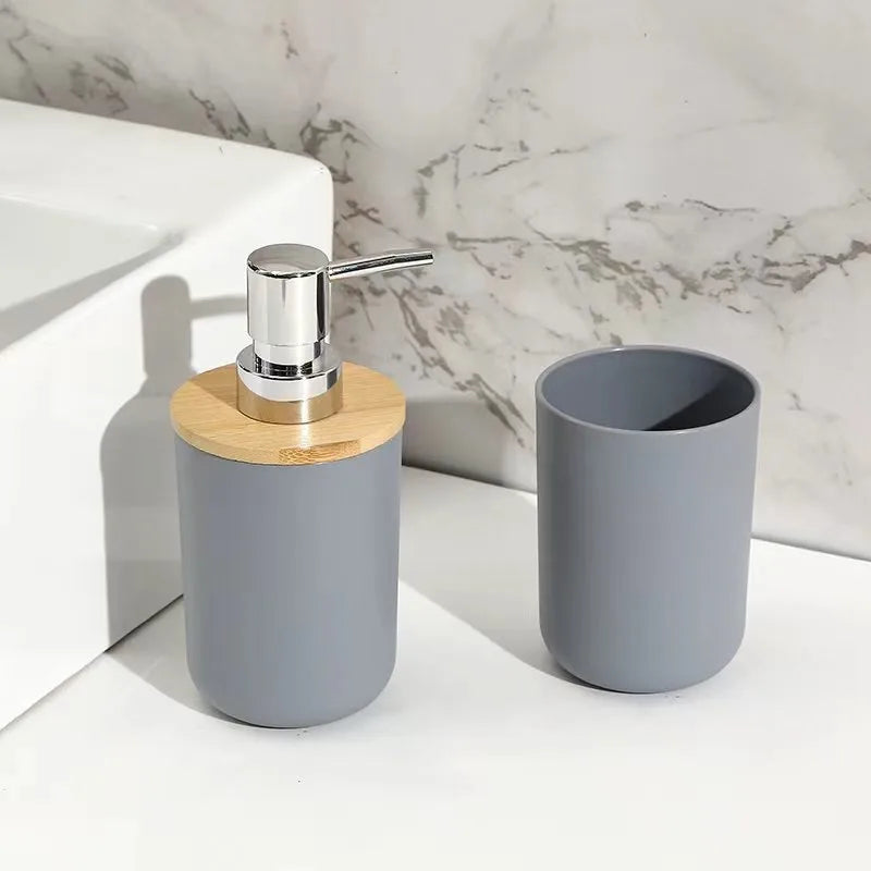 7pcs/set Home Bathroom Accessories Set Multipurpose Bathroom Organizer Kit with Toothbrush Holder Soap Dispenser Toilet Brush