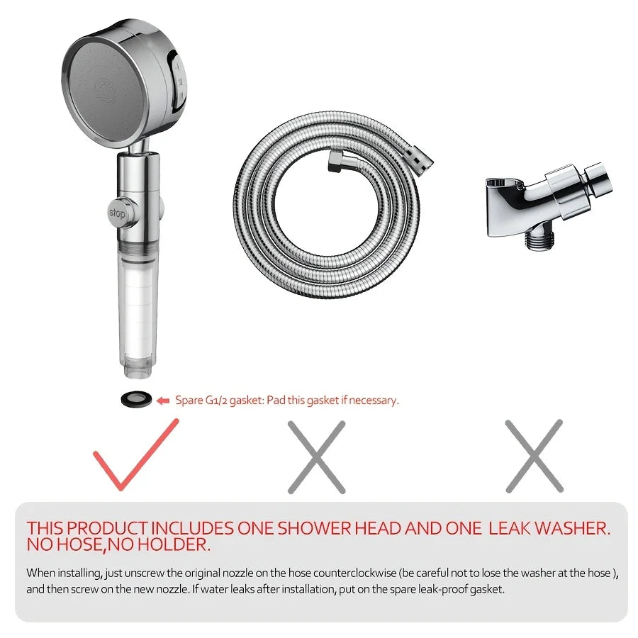 3-Speed Pressurized Shower Head - Adjustable Angle, Super Strong Flow for Refreshing Shower. Upgrade Your Bathroom Today!