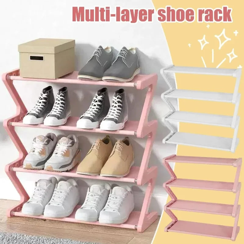 Shoe Rack Organizer Space Saving Shoes Organizer Free Standing Z-shaped Rack Multi-layer Assembly Storage for Home Dormitory