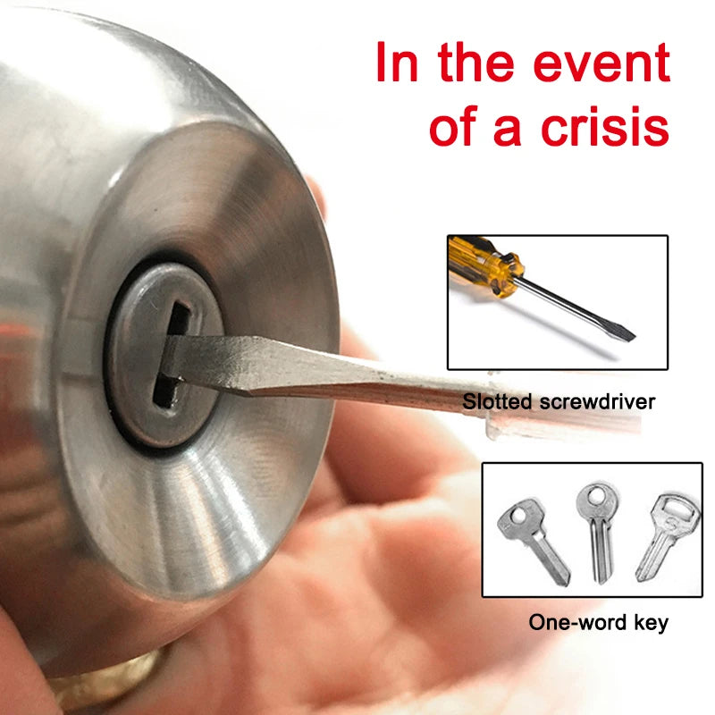 Interior Round Ball Door Knobs, Key Handles, Stainless Steel Locksets for Bathroom, Bedroom