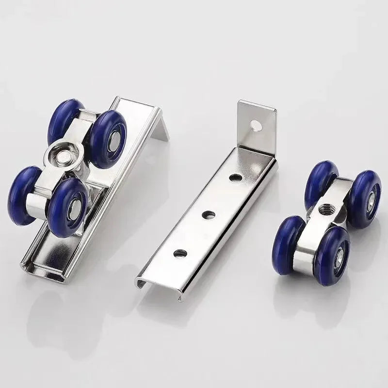 2pcs/set Sliding Door Roller Hardware Slide Doors Pulley 4 Wheels Home Room Wood Door Hanging Wheels Rail Track Pulley
