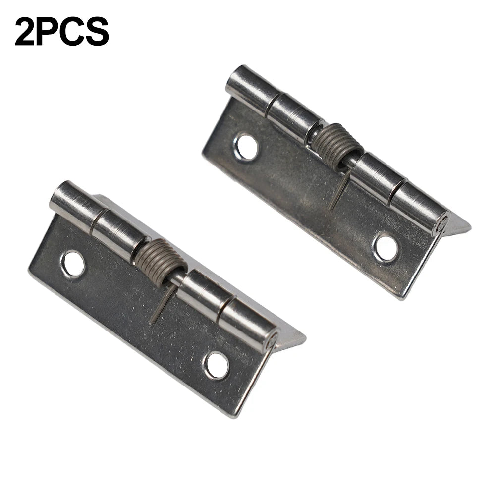 2pcs 1/1.5/2/3Inch Silver Spring Door Hinge Stainless Steel Self Closing Design Windows Cabinets Boxes Household Hardware