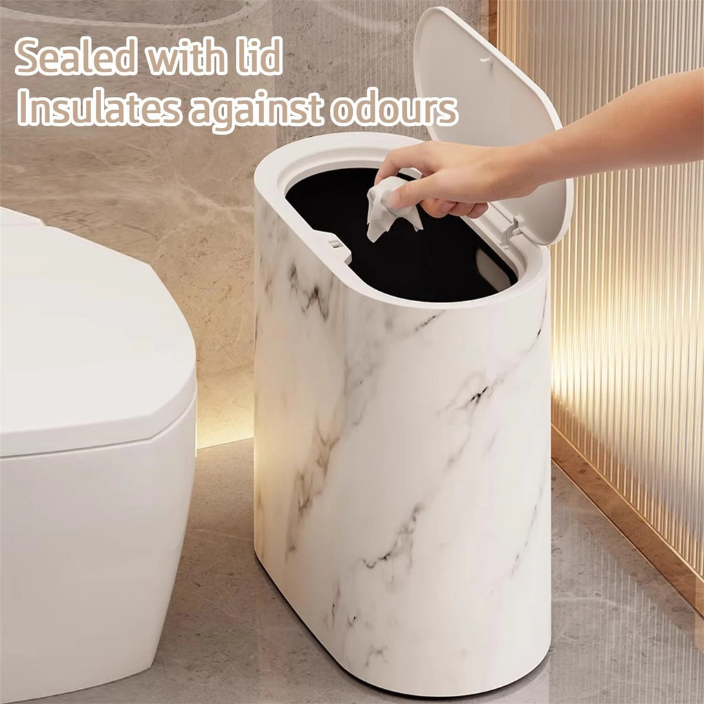 Bathroom Trashcans with Lids Narrow Wastebasket Modern Waste Basket for Home School Office Apartment