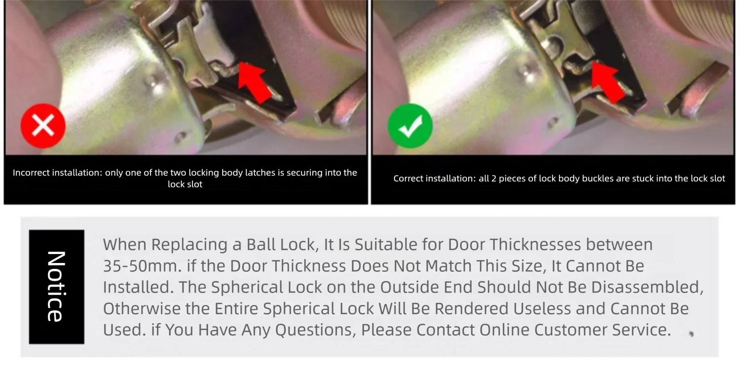 Stainless Round Door Knobs Rotation Lock Knobset Handle with Key for Bedrooms Bathrooms Utility Room Hardware Accessories