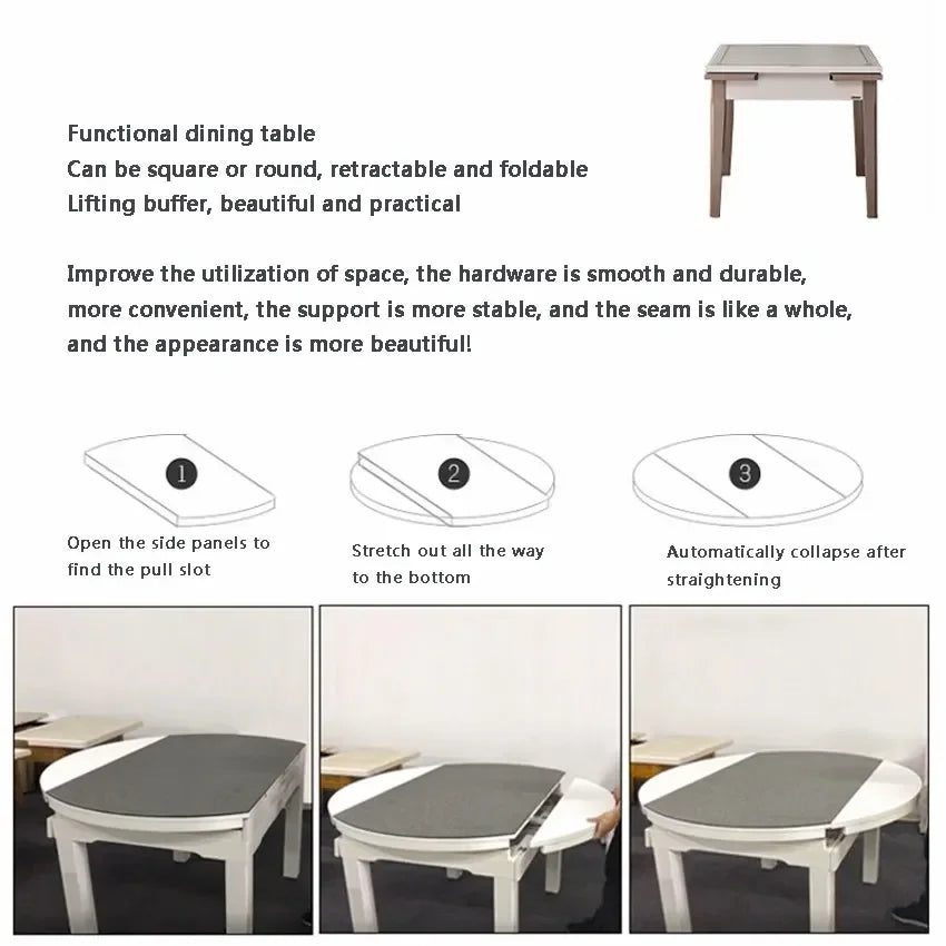 1 Set Telescopic Dining Table Lift Slides Rails Interchange Between Square And Round Tables Push-pull Hidden Table Hardware