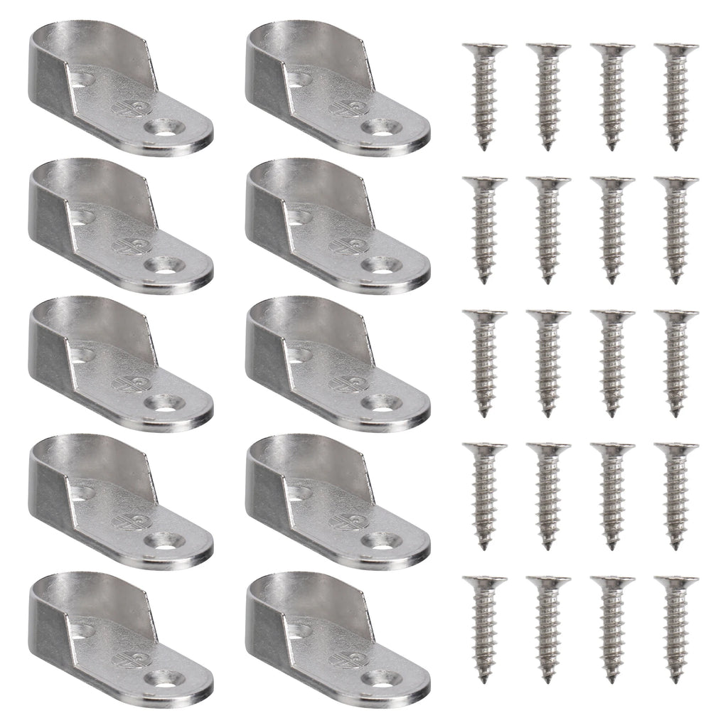 6/12/30pcs Oval Closet Rod End Supports Wardrobe Tube Support Bracket Clothes Hanging Rod End Holder With Screw Hardware Parts