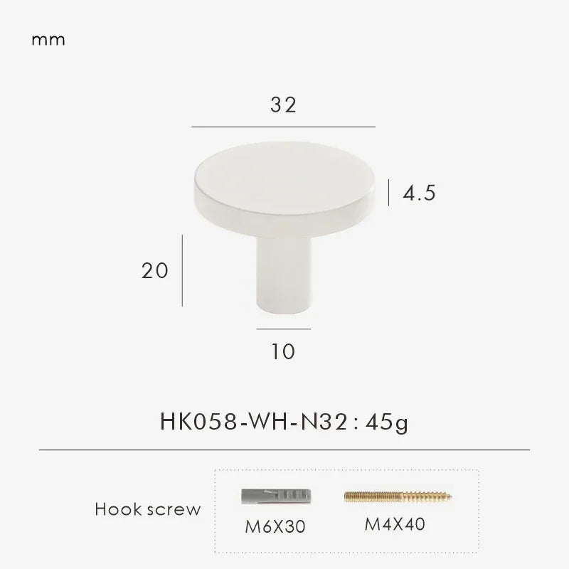 Solid Brass Circular Gold Black Antique White Cabinet Furniture Knobs Wall Bathroom Clothes Hook Handle