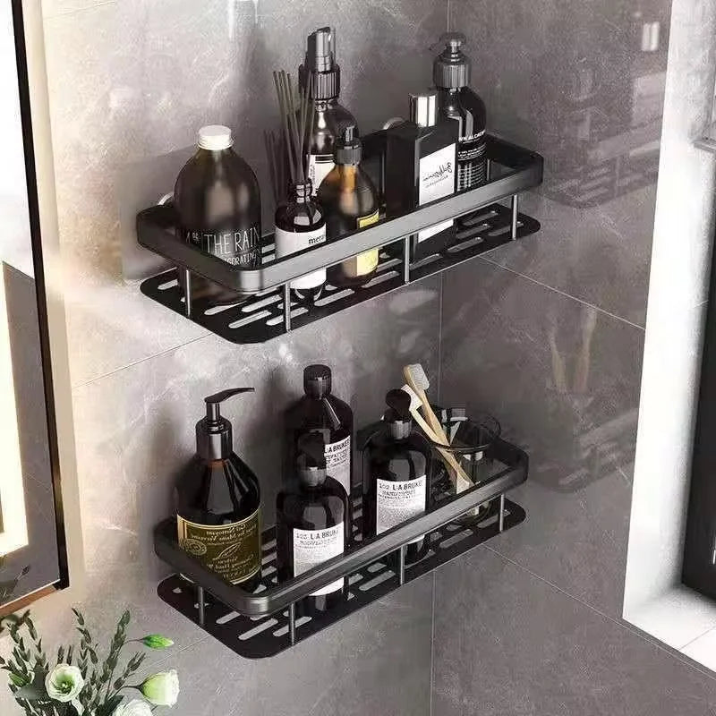 Wall mounted rectangular rack wall mounted shower shampoo rack no drill rack tripod bathroom rack towel rack