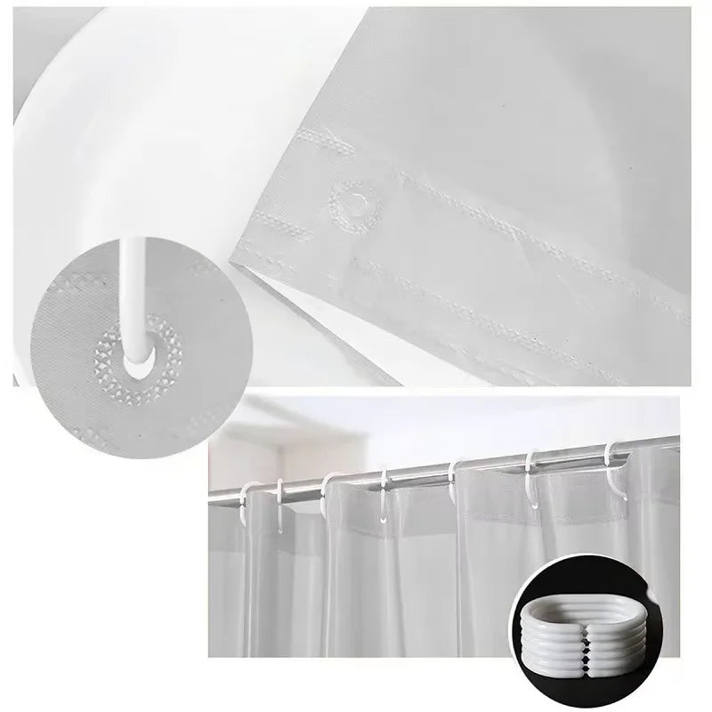 Waterproof Shower Curtain Home Bathroom Curtain Wave Window Tulle with Hooks Heavy S Fold Wavy Shower