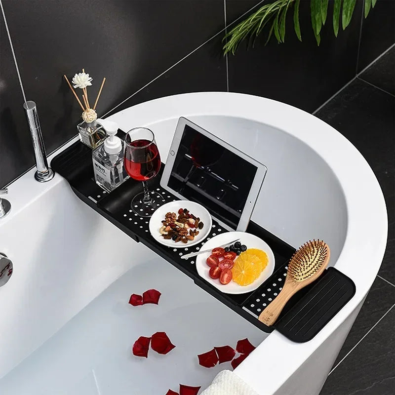 Bathtub Tray Storage Rack Shelf Tub Multi-Function Towel Organizer Retractable Bath Shelf In The Bathroom Bathtub Accessories