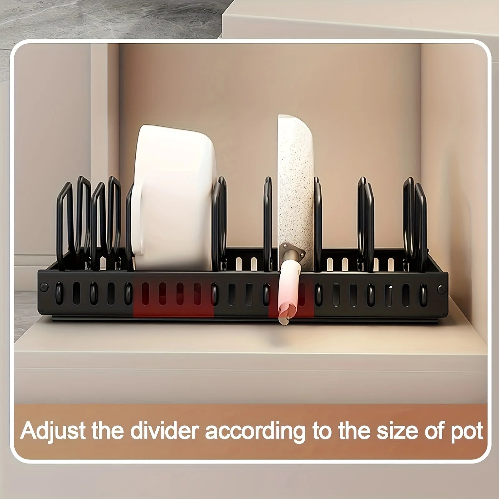 Pots and Pans Organizer Under Cabinet, Pull-out Pots and Pans Organizer, Cabinet Holder, Sliding type Pots and Pans Storage