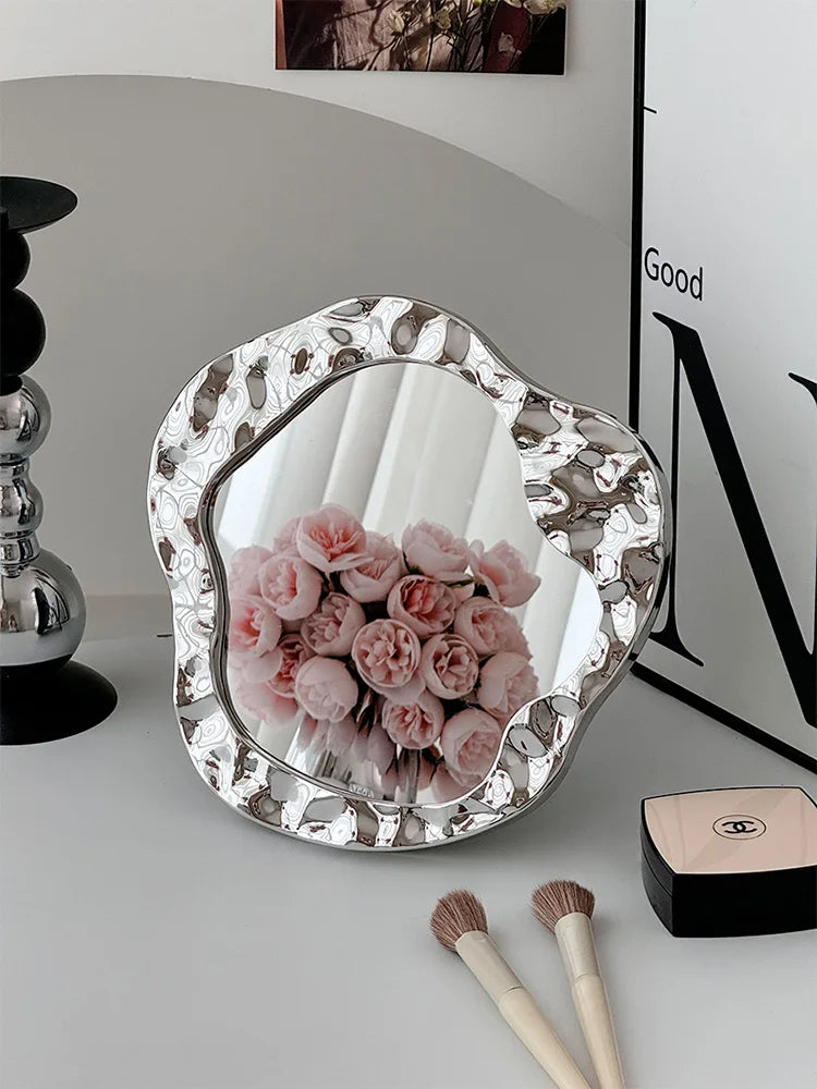 Bathroom Handled Mirror Vanity Women Design Portable Mirror Small Dorm Espejo Maquillaje Luz Home Decoration Accessories