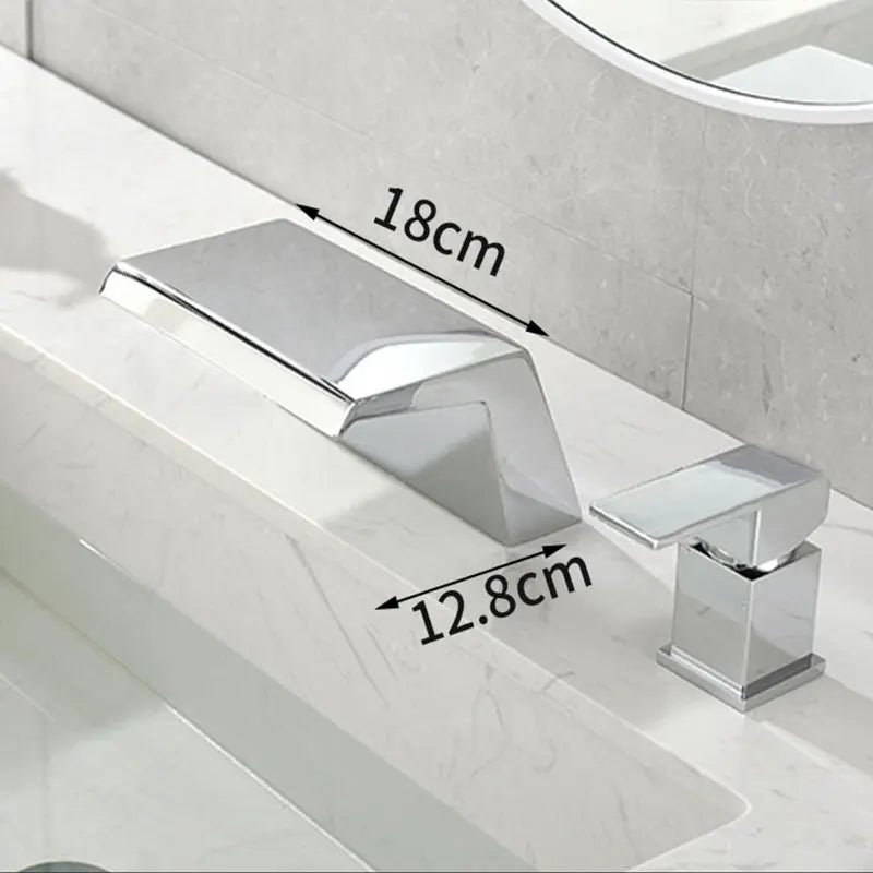 Bathroom waterfall bathtub faucet two-hole cold and hot water Single handle control Sink faucet shower