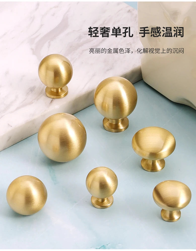 Brass Round Ball Furniture Handles Drawer Knobs Cabinet Gloden Wardrobe Door Pulls  Modern Minimalist Bathroom cabinet