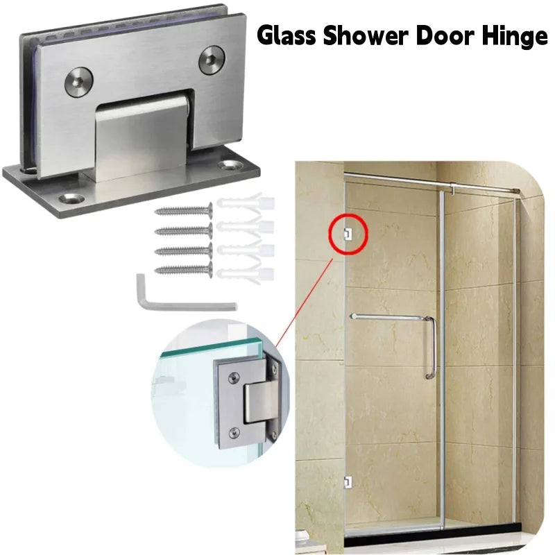 90 Degree Stainless Steel Glass Shower Door Hinges for 8-12mm Frameless Glass Doors Heavy Duty Wall to Glass Bathroom Clamps
