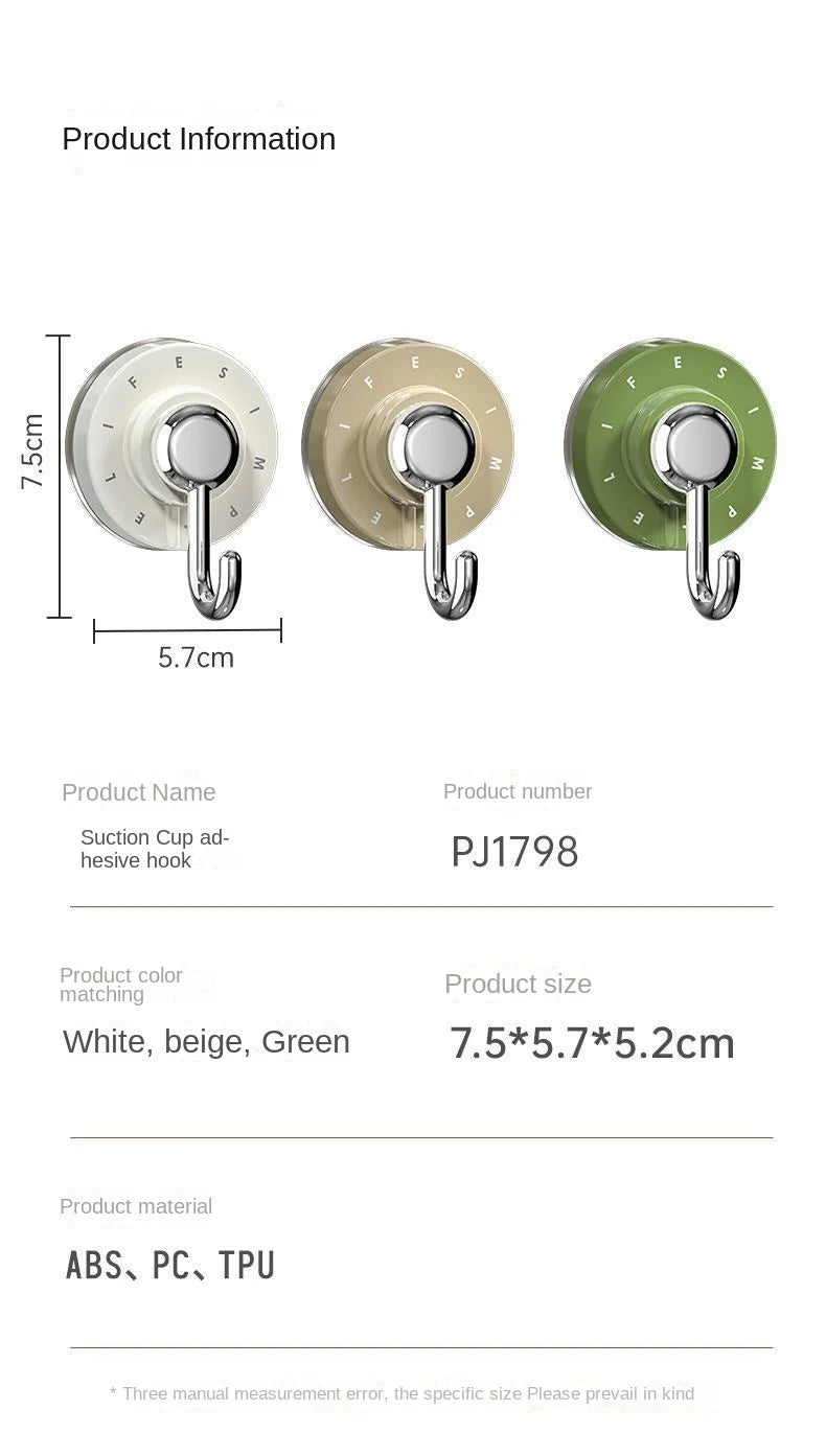 Bathroom Accessories Waterproof Rotating Suction Hooks for Bathroom Kitchen Strong Adhesive Wall Organize