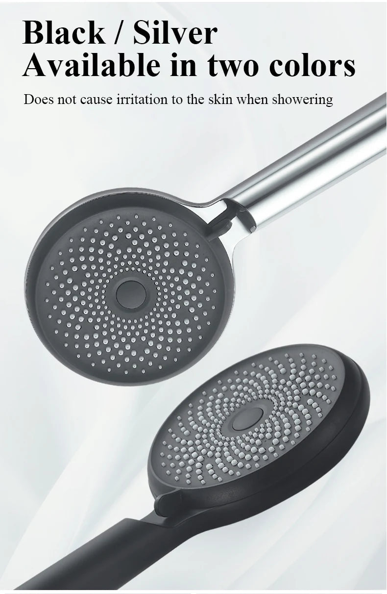 Shower Head 3 Mode Rainfall ABS Round High Pressure Turbo Spray Nozzle Adjustable Black Eco Shower Bathroom Accessories FR102