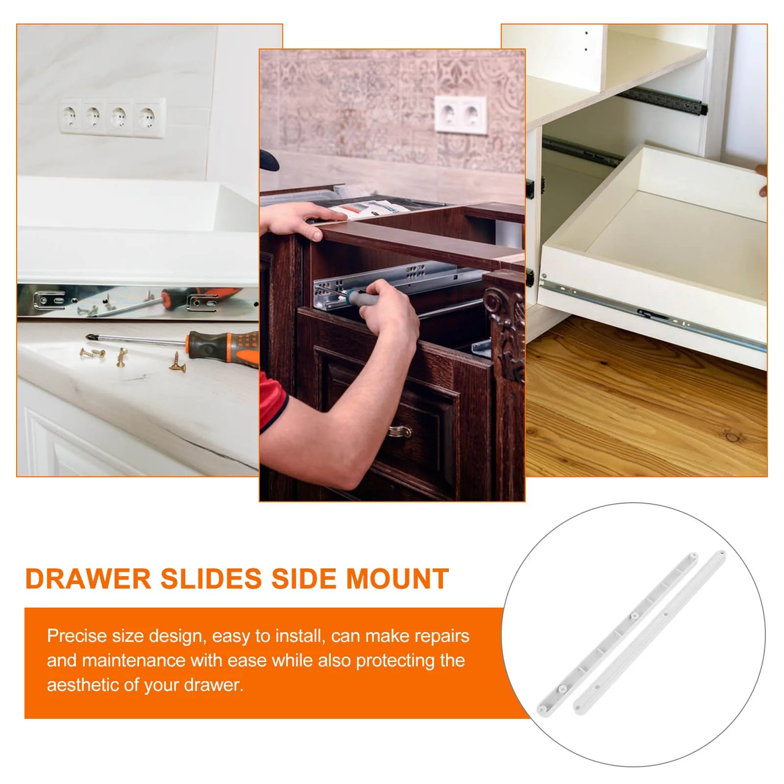2pcs Guide Rail Drawer Plastic Slide Wardrobe Runner Cabinet SSlidesrage Box Slide Rail Telescopic Track For Cupboard Locker
