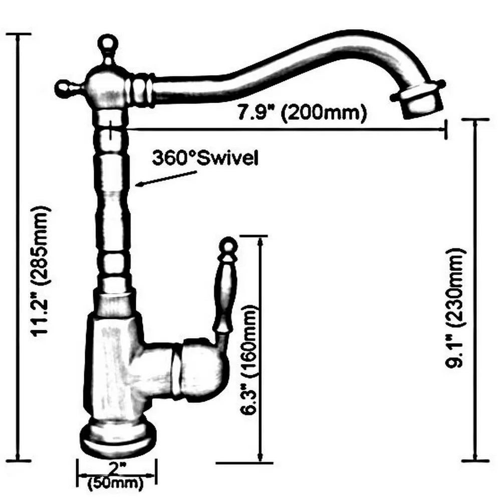 Antique Red Copper Kitchen Sink Faucet Swivel Spout Washbasin Faucets Cold and Hot Water Mixer Bathroom Taps Deck Mounted lnf401