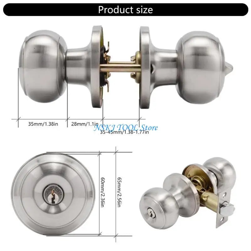 L8RC Zinc Alloy Round Door Knobs Knobset Entrance Lock Interior Door Handles for Hallway, Closet, Bathroom Easy to Install