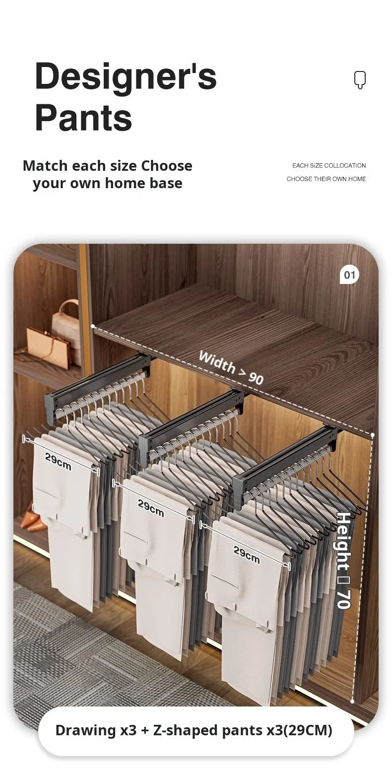 Thin cabinet topmounted telescopic wardrobe hanging rod Thin cabinet clothes hangers through wardrob Vertical Wardrobe